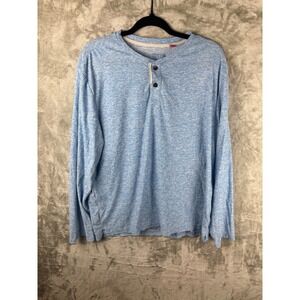 Bruno Milano Mens XL Blue Henley Long Sleeve Shirt Super Soft Minimalist Casual